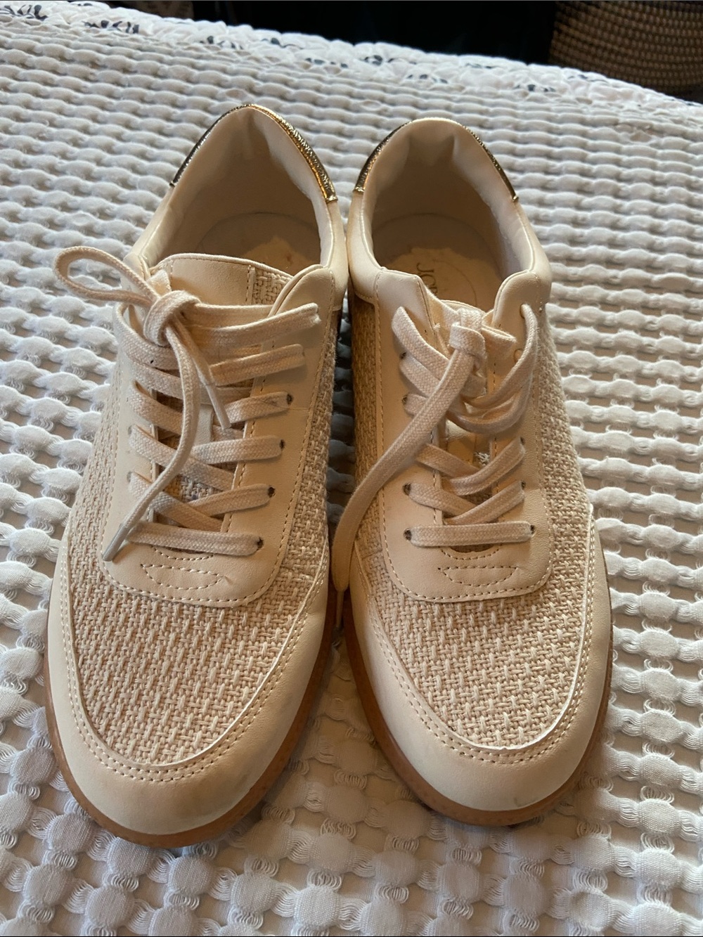 J. Crew Factory Cream Woven Lace-Up Sneakers